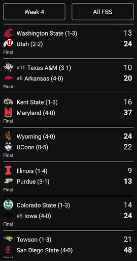 Android application College Football Scores screenshort