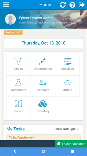 Android application Epicor CRM screenshort