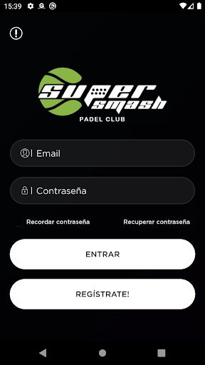 Android application Super Smash Padel Club screenshort