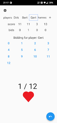 Android application Oh Hell counting Boerenbridge screenshort