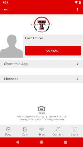 Android application Texas Tech CU Mortgage screenshort
