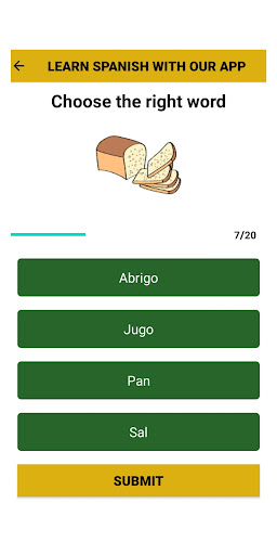 Spanish Vocabulary Test Screen 2