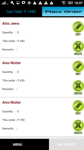 Android application My Order | Take Food Order at screenshort