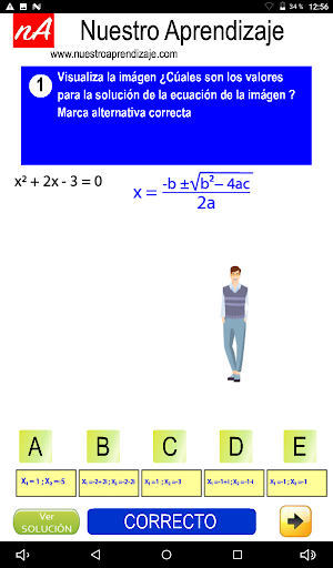 Solución ecuación. cuadrática Screen 3