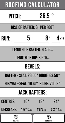 Android application Roofing Calculator screenshort