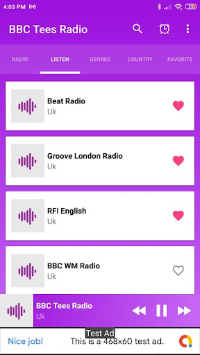Uk BBC Tees Radio App fm Screen 2