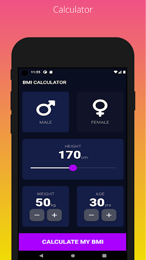 Android application BMI Calculator screenshort