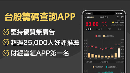 Android application 籌碼大股東 - 跟著大股東買股票，飆股 主力 籌碼查詢 選股 screenshort