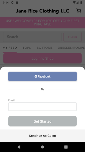 Android application Jane Rice Clothing LLC screenshort