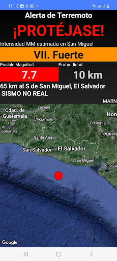 Android application Alerta de Sismo screenshort