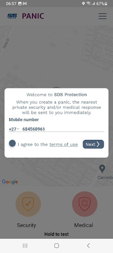 SDS Protection Panic App Screen 2