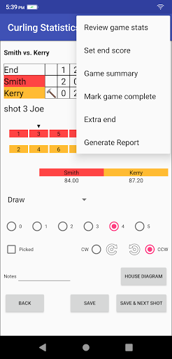 Curling Statistics Screen 3