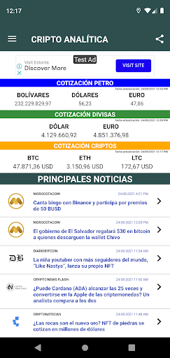 Android application Cripto Analítica screenshort