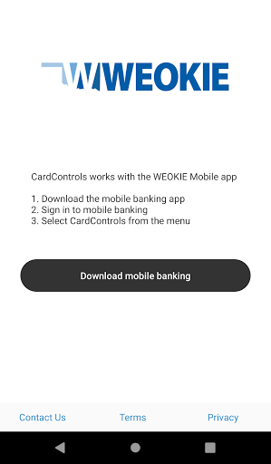 Android application WEOKIE Card Controls screenshort