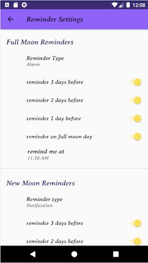 MoonReminder Screen 2