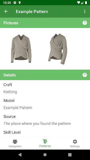 Knitting Patterns Screen 2