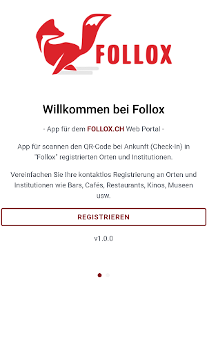 Android application Follox - Kontaktlos Notierung screenshort