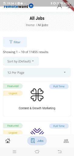 RemoteWant - Find Remote Jobs Screen 2