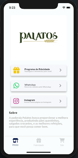Android application Palatos - Fidelidade screenshort