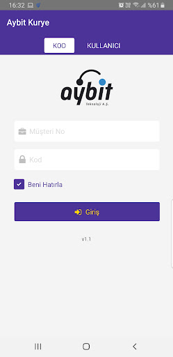 Android application Aybit Kurye screenshort