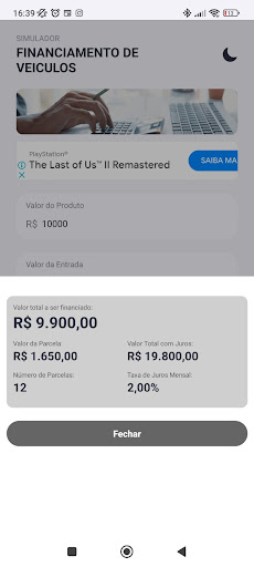 Simulador de Financiamento Screen 2
