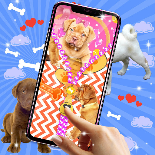 Cute puppy zipper lock screen Screen 3