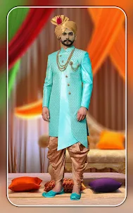 Men sherwani suit photo editor