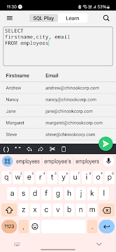 Android application SQL Play screenshort