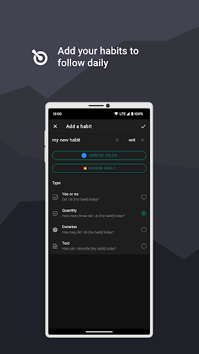 Android application Optimum - routine, goal screenshort