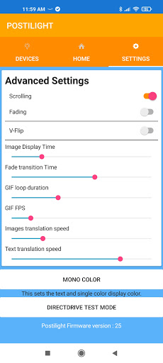 Postilight Control App Screen 3