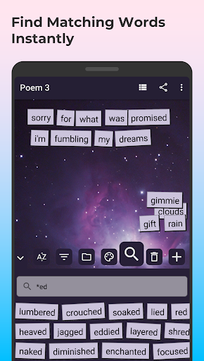 Screenshot of Poetry Magnets: Poems & Lyrics