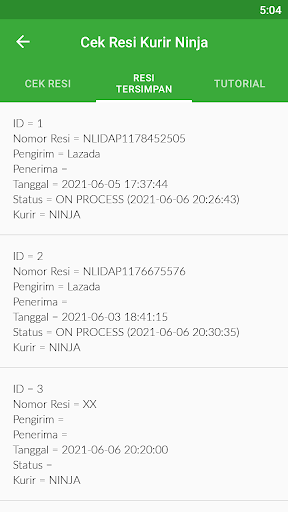 Cek Resi Kurir Ninja, Pos, Jne Screen 2
