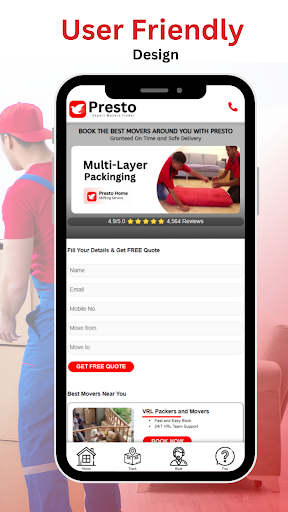 Android application Presto Packers and Movers screenshort
