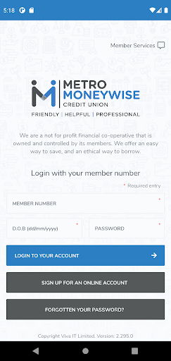 Android application Metro Moneywise CU screenshort