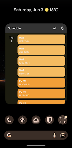 Android application WidgetSchedule screenshort