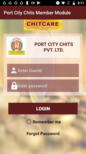Android application Port City Chits Member Module screenshort