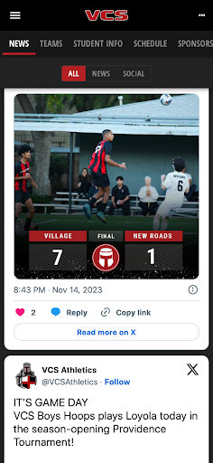 VCS Athletics Screen 3