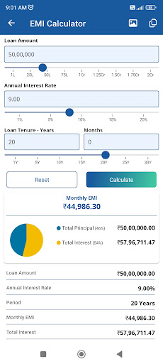 Android application EMI Calculator-Home, Car, Bank screenshort