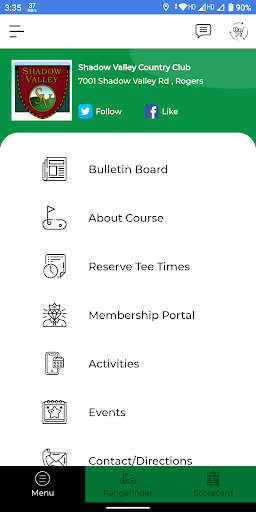 Android application Shadow Valley Country Club screenshort