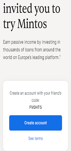 Android application Mintos Loan Benefit Invite screenshort