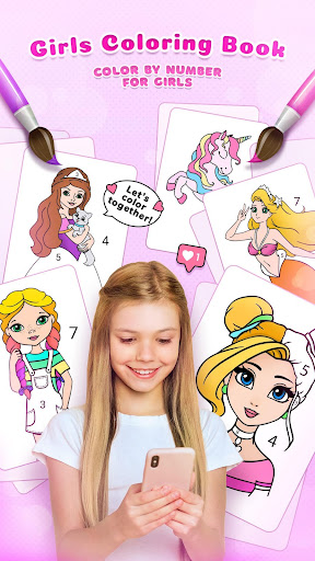 Girls Coloring Book - Color by Number for Girls MOD APK (Premium/Unlocked) screenshots 1