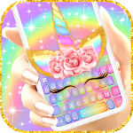 Cover Image of Unduh Tema Keyboard Rainbow Pink Rose Unicorn 7.0.0_0119 APK