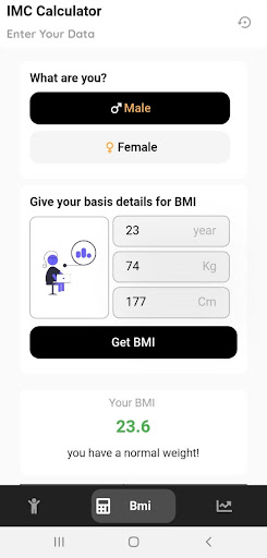 Android application Height Prediction screenshort