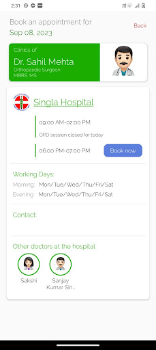 Singla Hospital Screen 3