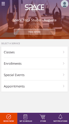 Android application Space Yoga + Wellness Studio screenshort