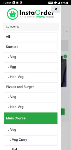 InstaOrder Mobile App Demo Screen 2