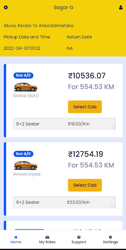 Sagar G Cabs Screen 3