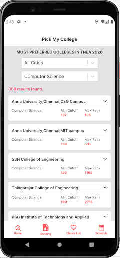 Pick My College (TNEA 2024) Screen 2