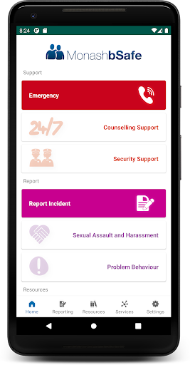 Android application Monash bSafe screenshort