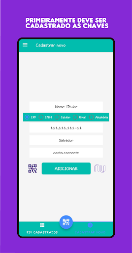 Android application ePix - Gerador QRcode Pix screenshort